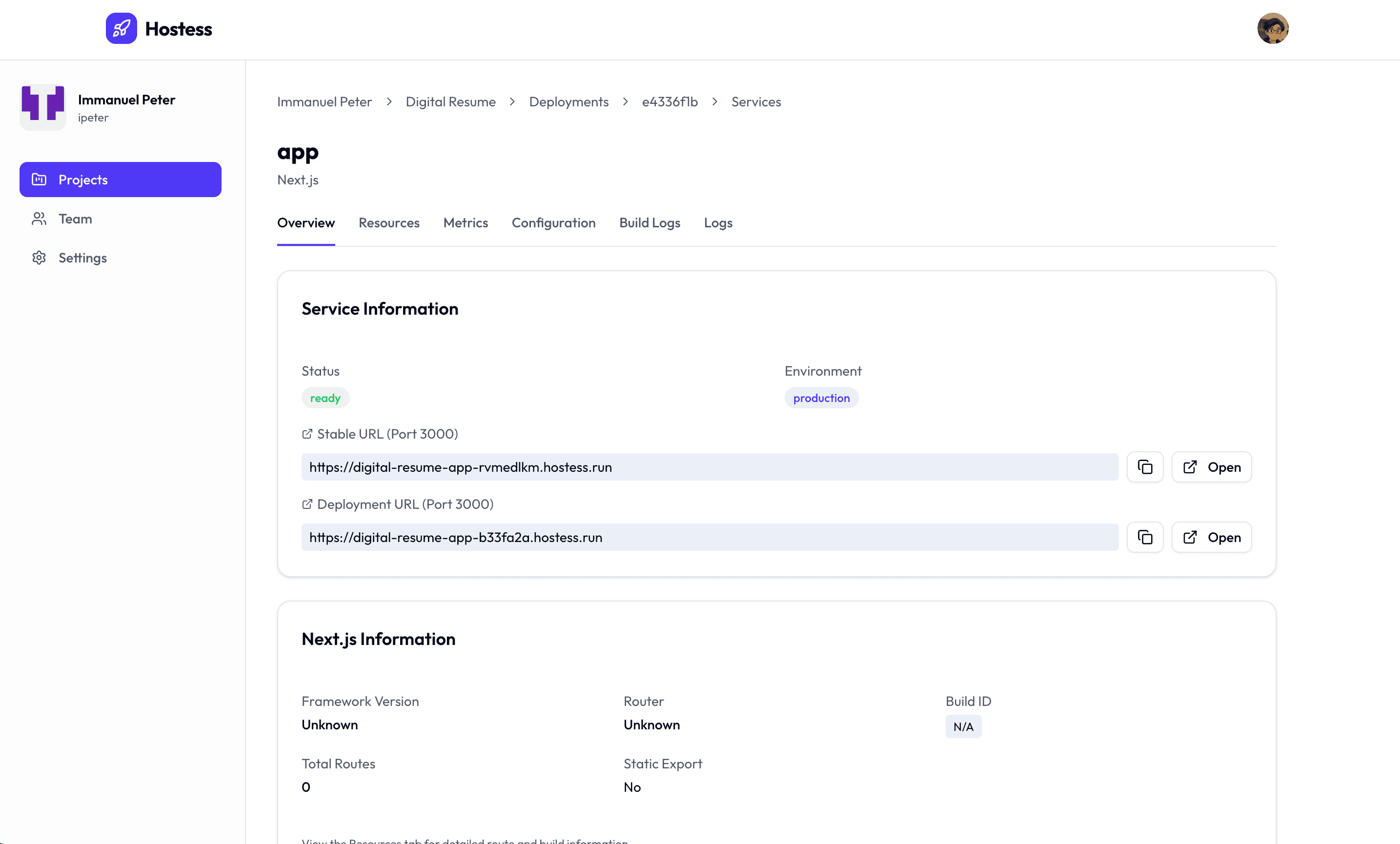 Service metrics